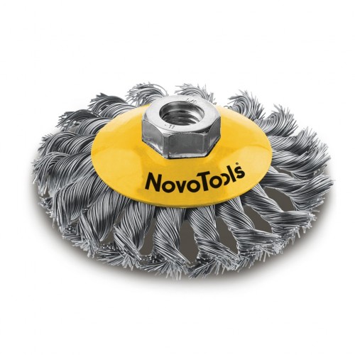 Щётка конусная NovoTools, плетенная сталь 100 мм